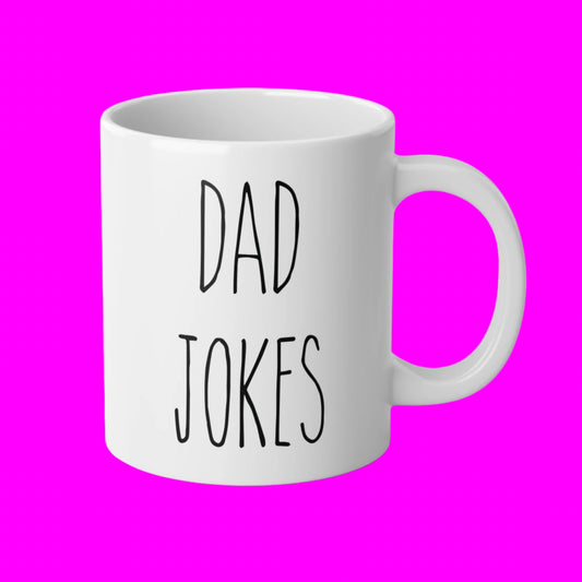 Dad Jokes Mug, 20oz (White)