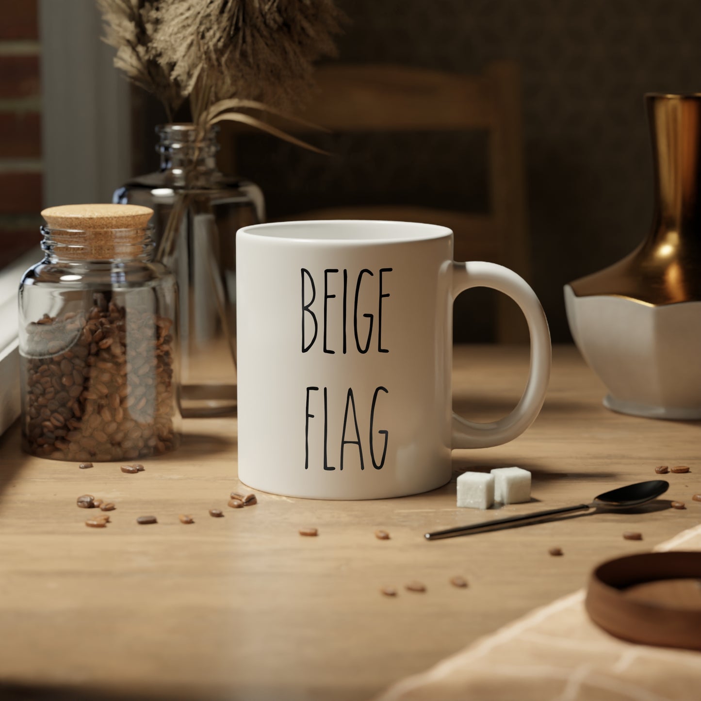 Beige Flag Mug, 20oz (White)